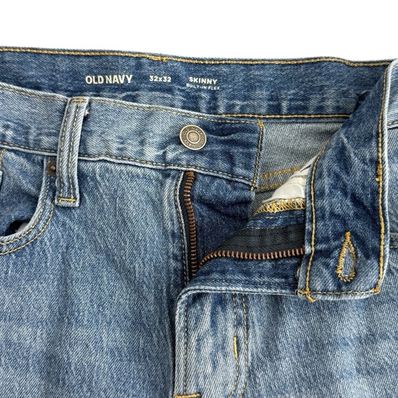 Old Navy Skinny Built-In Flex Blue Men’s Jeans 32x32 Pants Distressed - Picture 4 of 13